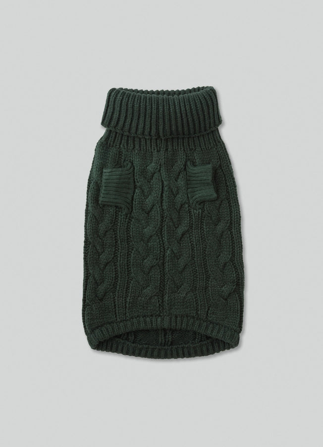 Hackett X Hugo Hudson Cable Knit Pullover Dog Jumper - Green S