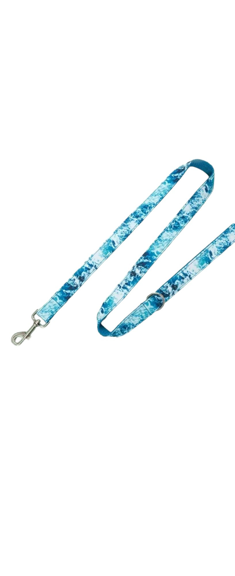 Dog Collar, Leash and bow, Blue Water Pattern S