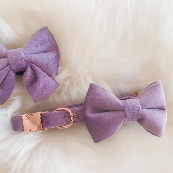 The Spotted Dog Company Lilac Velvet Dog Collar M