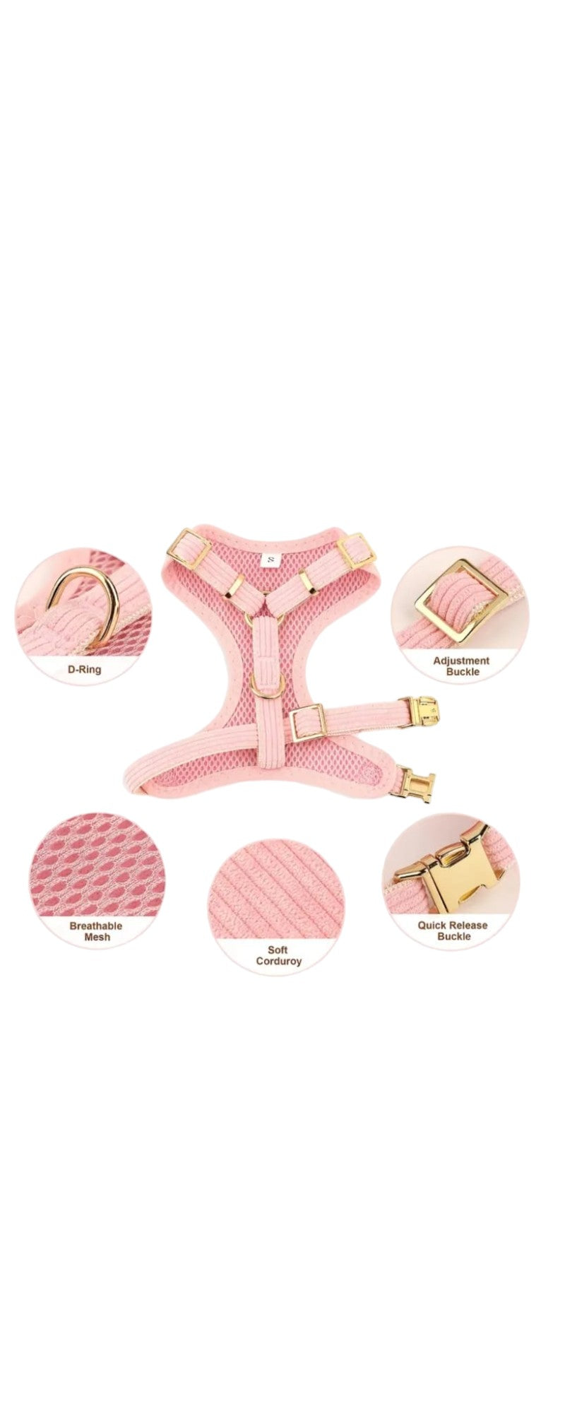 Soft Dog Harness, Lead, Collar & Bow Lilac M