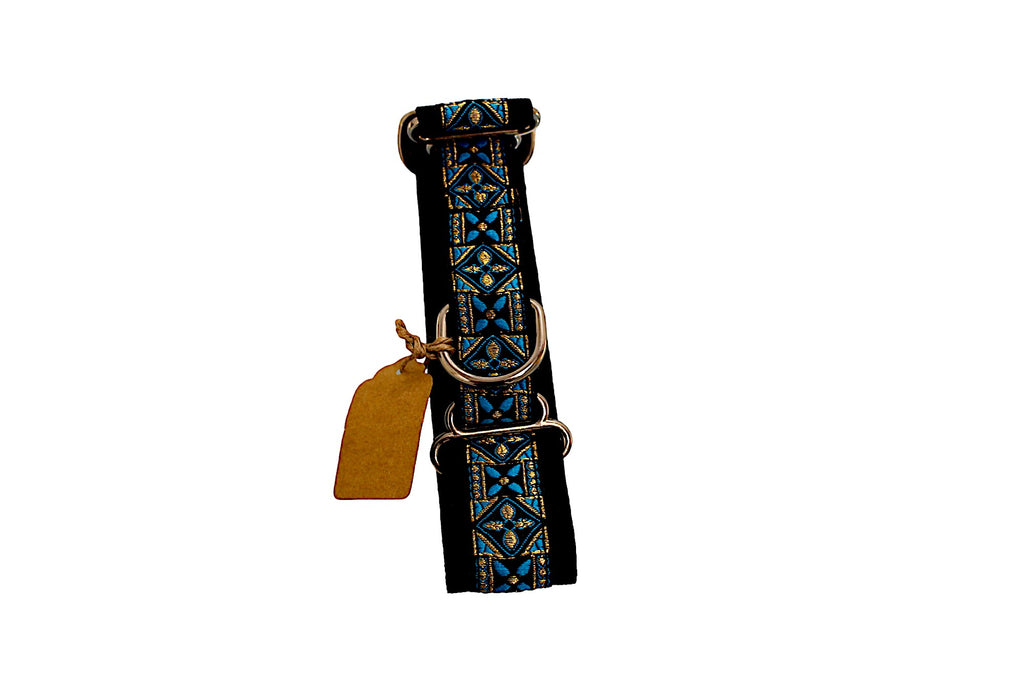 Martingale Dog Collar Blue & Gold Multicolour 1.5"