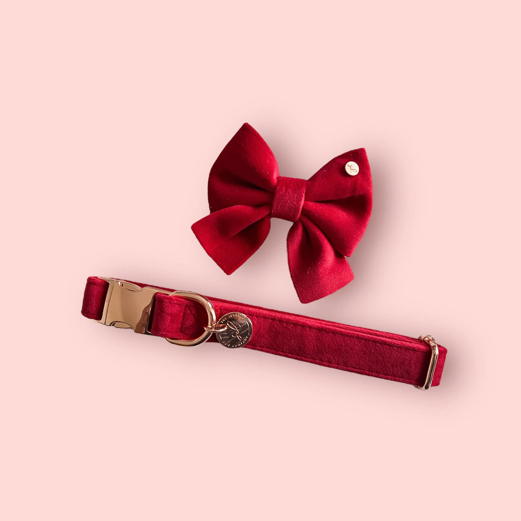 The Spotted Dog Company Ruby Velvet Dog Collar M